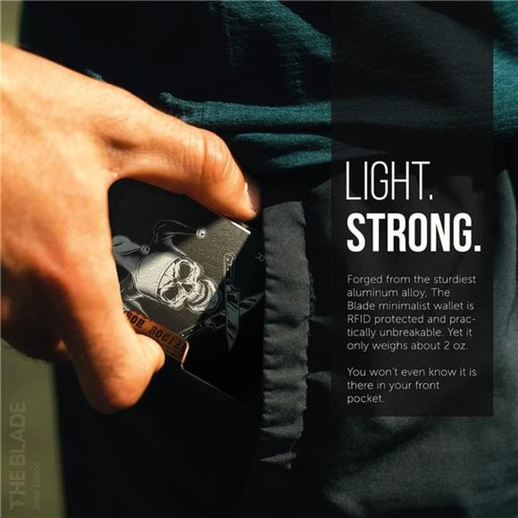 The Blade Minimalist Aluminum Wallet, RFID Blocking Card Holder and Money Clip - Picture 5 of 6